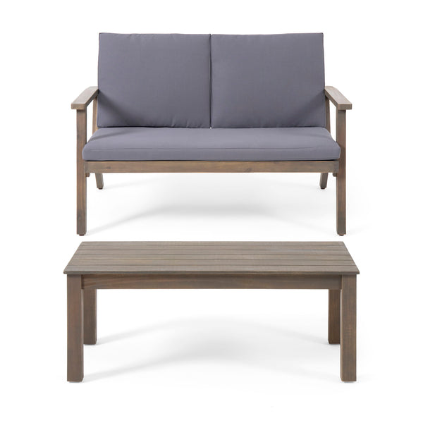Avacyn - Outdoor Loveseat And Coffee Table Set With Cushions - Dark Gray
