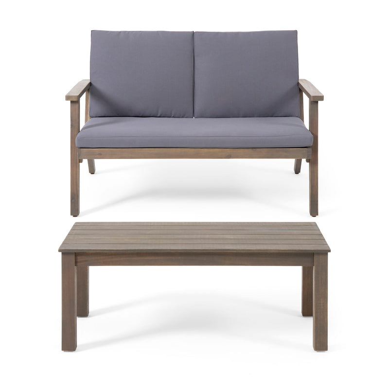 Avacyn - Outdoor Loveseat And Coffee Table Set With Cushions - Dark Gray