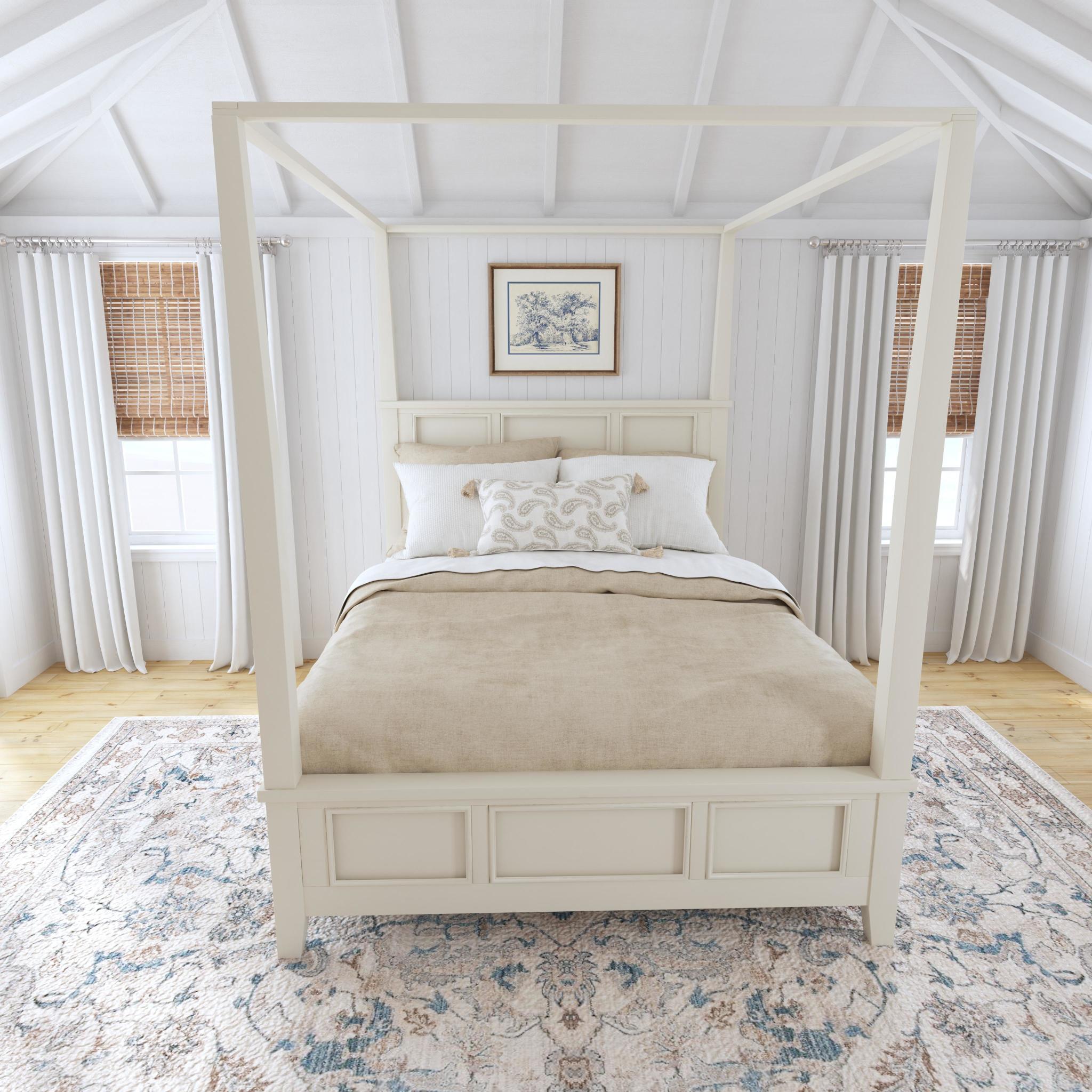 Naples - Queen Canopy Bed - White