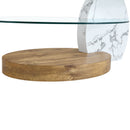 Contemporary Artistic Double Layer Coffee Table,Tempered Glass Top