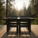 5 Piece Outdoor Dining Set For 4, Patio Table With Umbrella Hole And 4 Armrest Chairs For Backyard - Black