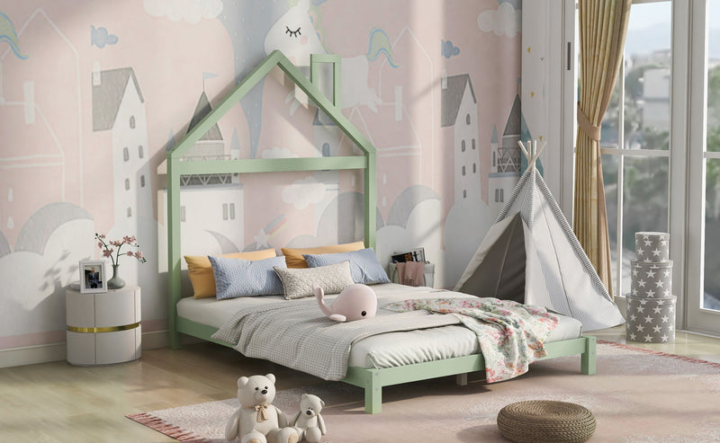 Platform Bed With House Shaped Headboard