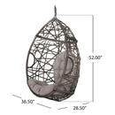 Marlin Hanging Egg Chair Basket With Teardrop Design - Gray