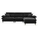 L Shaped Convertible Sectional Sofa 4 Seat Tufted Couch Set With Two Tone Adjust Legs Cloud Movable Ottoman