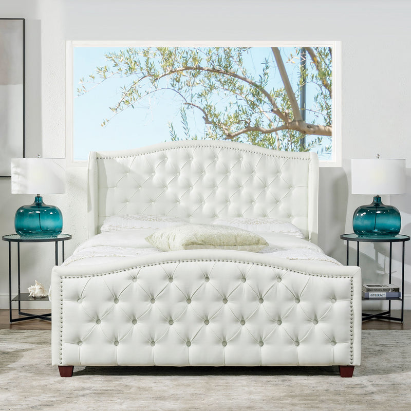 Fontana - Queen Wingback Upholstered Platform Bed Frame