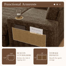 Oversized Chaise Lounge Indoor Rabbit Fur Sofa Bed With Storage Ottoman And Armrests Cup Holders With Deep Seat