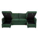 U Shaped Sectional Sofa Bed With Storage Chaise Lounges, USB Ports, And Cup Holders