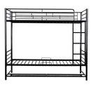 Twin Over Twin Metal Bunk Bed with Shelf and Guardrails, Black