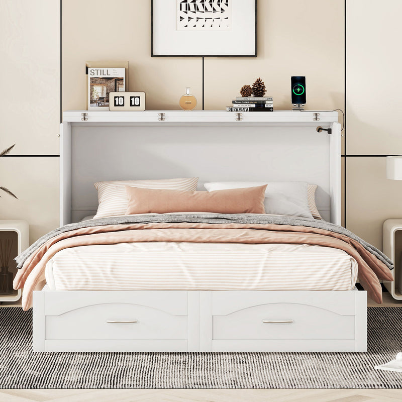 Murphy Bed With Drawer And A Set Of Sockets & USB Ports, Pulley Structure Design