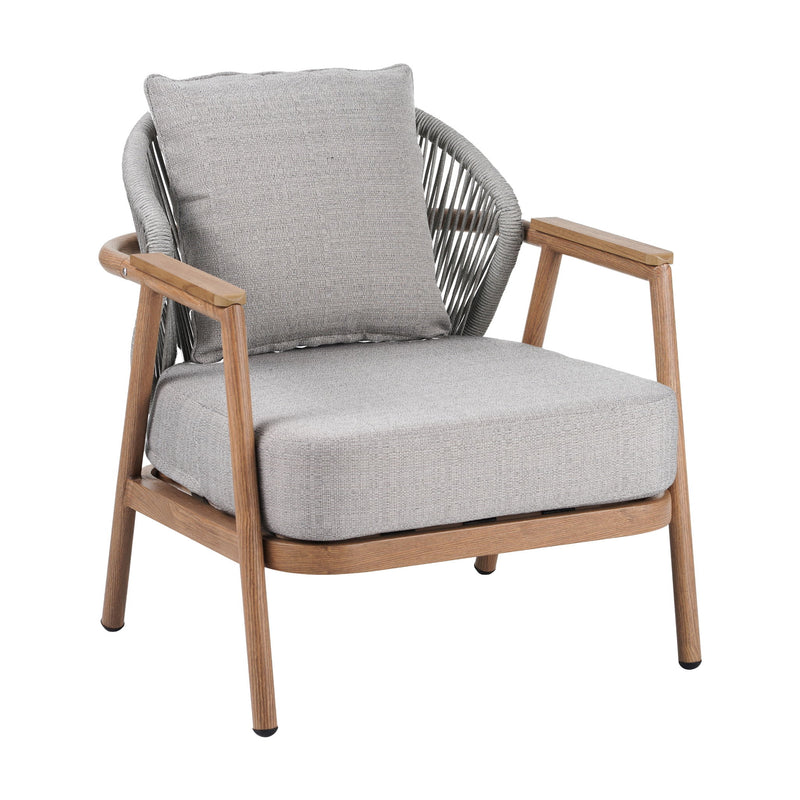 Orla - Outdoor Rope Club Chair, Cushion (Set of 1) - Teak / Taupe