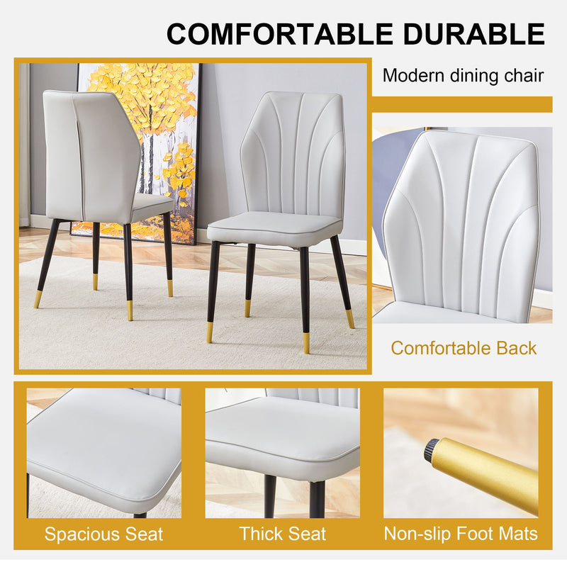 4 Modern Dining Chairs With Stylish Patterned Backrest And Metal Legs