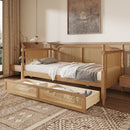 Traditional Style Rattan Daybed, No Box Spring Needed