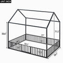 Metal House Bed With Fence And Door