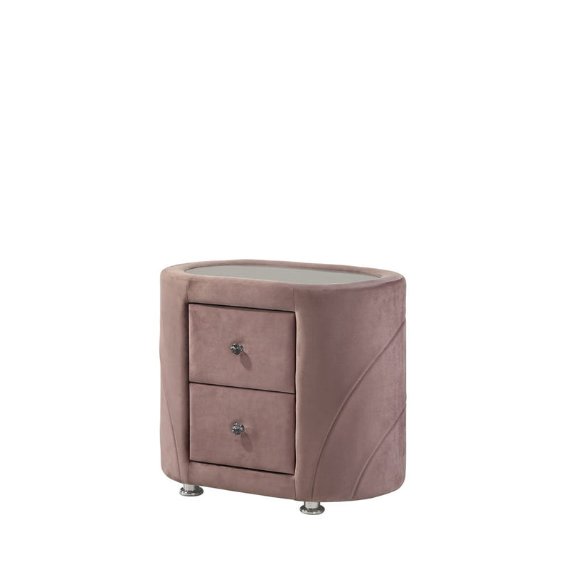 Salonia - Nightstand - Pink Velvet - Atlantic Fine Furniture Inc