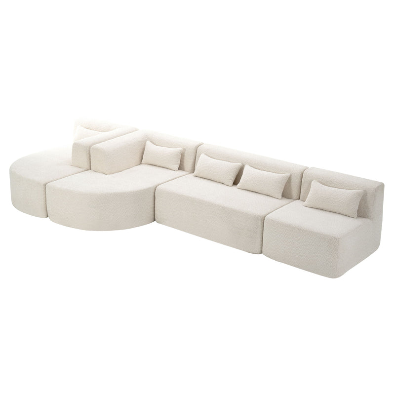 Upholstered Sofa Free Combined Sofa Couch With Two Chaise Lounge And Five Back Pillows For Living Room