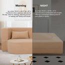 2 In 1 Convertible Full Size Folding Loveseat Couch With Soft Teddy Fabric