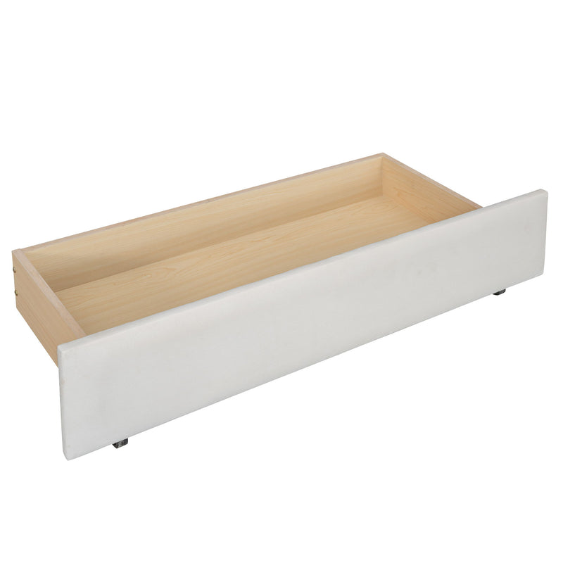 Upholstered Daybed With Drawers, Wood Slat Support