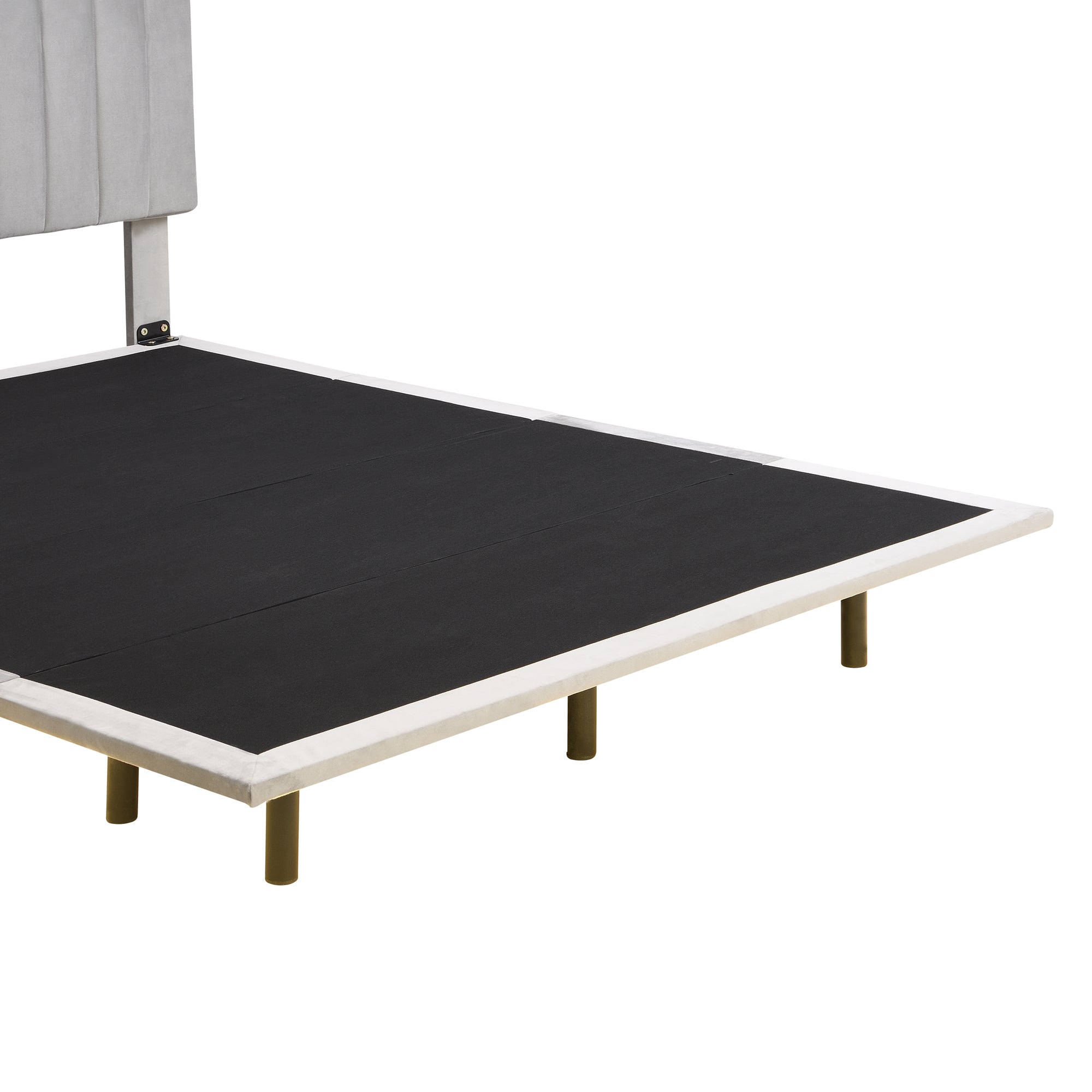 Queen Size Upholstered Bed with Sensor Light and Headboard, Floating Velvet Platform Bed, Gray - Atlantic Fine Furniture Melbourne FL