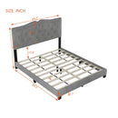 Queen Size Upholstered Bed Frame with Rivet Design, Modern Velvet Platform Bed with Tufted Headboard,Gray