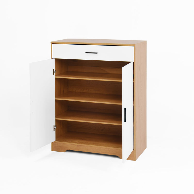 Freestanding Wooden Shoe Cabinet, 4 Tier Organizer With Drawer