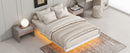 Full Size Floating Bed with LED Lights Underneath,Modern Full Size Low Profile Platform Bed with LED Lights,White