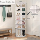 7 Tier Rotating Shoe Rack With High Base Design, Freestanding 360° Organizer For 28 Pairs - White