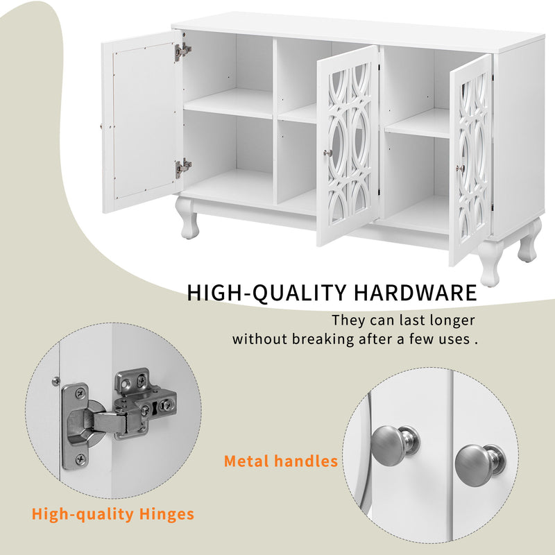 Modern Mirrored TV Stand, 3 Adjustable Shelves For Living Room