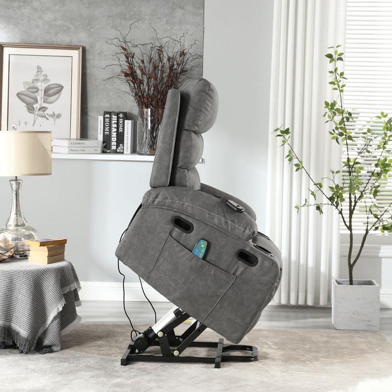 Cozy Electric Power Lift Recliner Chair Sofa For Elderly With Vibration Massage And Lumbar Heat