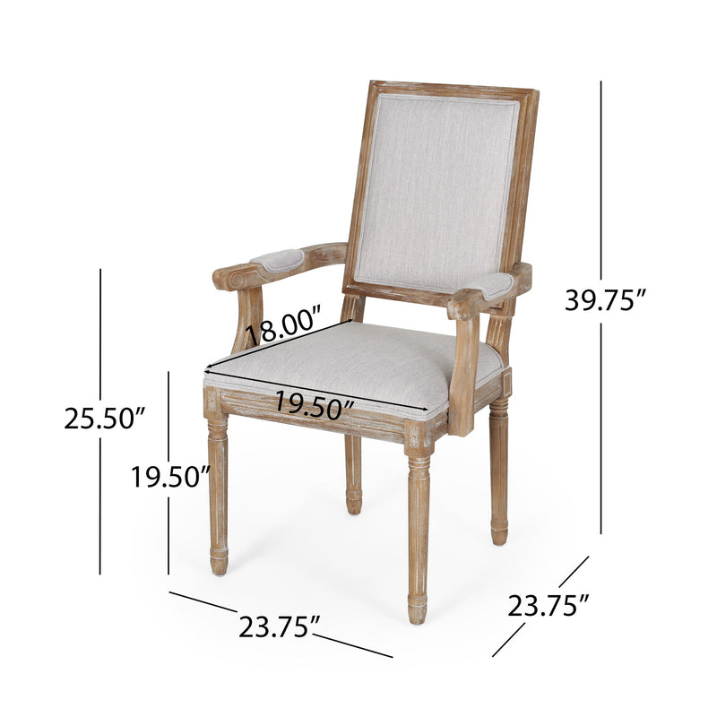 French Country Style Upholstered Dining Chair With Square Backrest