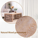 Rustic Carved Wood Coffee Table, Handcrafted Look With Ornate Side Panels