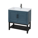 Modern Freestanding Bathroom Vanity With Ceramic Sink, Hot And Cold Faucet, Storage Cabinet & Open Shelf