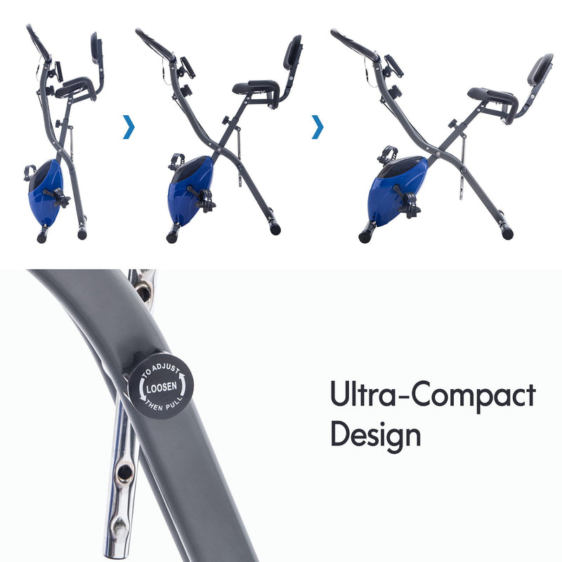 Exercise Bike Folding Stationary Bikes For Home With 16 Level Magnetic Resistance