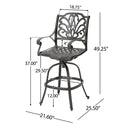 Outdoor Cast Aluminum Swivel Bar Stool With Scrolled Arms - Bronze