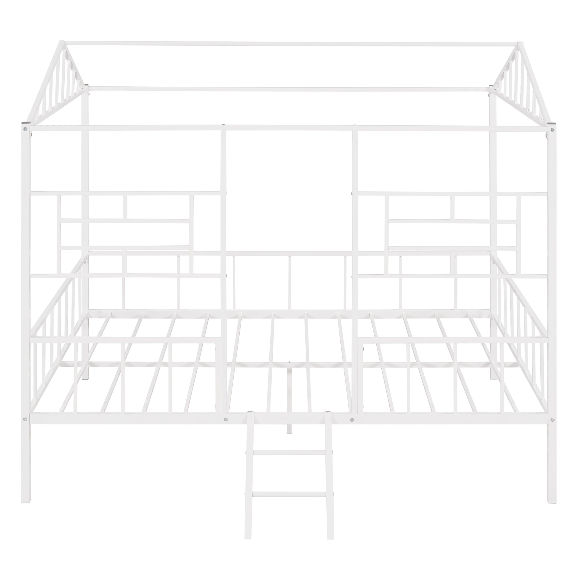 Metal House Bed Frame Full Size with Slatted Support No Box Spring Needed White - Atlantic Fine Furniture Melbourne FL