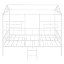 Metal House Bed Frame Full Size with Slatted Support No Box Spring Needed White