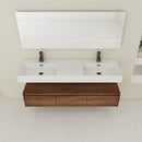 Contemporary Wall Mounted Bathroom Vanity With Dual Resin Sink And Soft Close Drawer