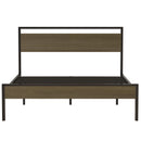 Ceres Metal Bed, Black with Cinnamon Wood Headboard & Footboard, Queen