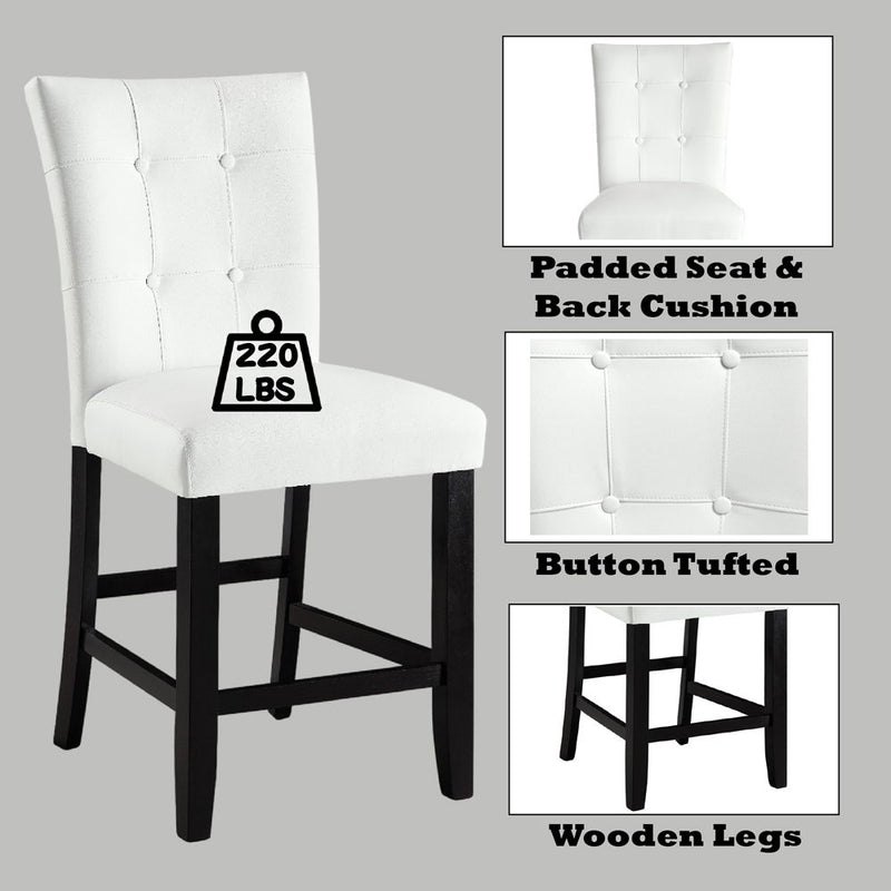 Hussein - Counter Height Chair (Set of 2) - White PU & Black Finish