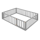Full Size Wood Daybed Frame with Fence, Gray(OLD SKU:WF289662AAE)