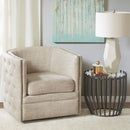 Swivel Chair With Tufted Barrel Design And Nailhead Accents