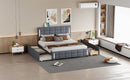 Upholstered Platform Bed With Trundle & Drawers
