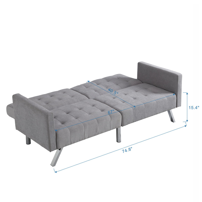 Futon Sofa Bed Convertible Folding Lounge Couch, Armrests