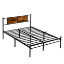 ModerMetal Bedframe With Wood Panel Headboard