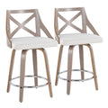 Charlotte - Farmhouse Fixed Height Counter Stool & Swivel With Round Footrest (Set of 2)