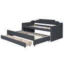 Upholstered Simple Design Daybed With Trundle And 3 Drawers