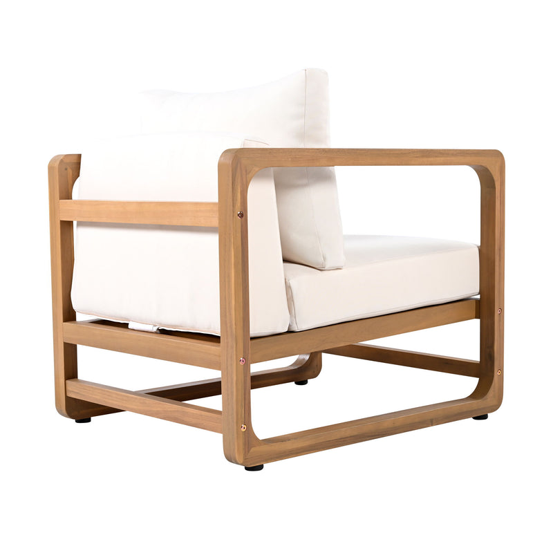 Outdoor Lounge Chair With Oversized Cushion (Set of 2) - Acacia Wood