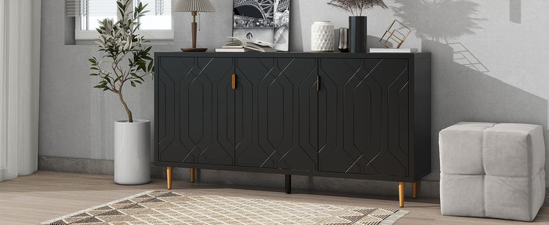 Modern TV Stand With 3 Doors And Adjustable Shelves