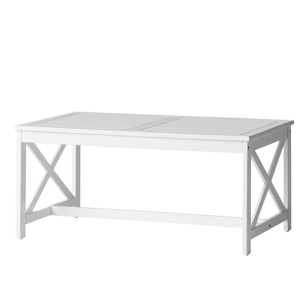 Outdoor Rectangular Acacia Wood Coffee Table - White