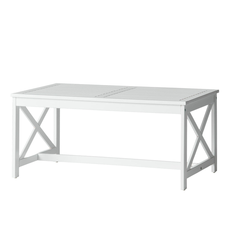 Outdoor Rectangular Acacia Wood Coffee Table - White