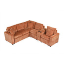 Contemporary L Shaped Convertible Sofa Bed With Pull Out Bed, Cup Holders, And Storage